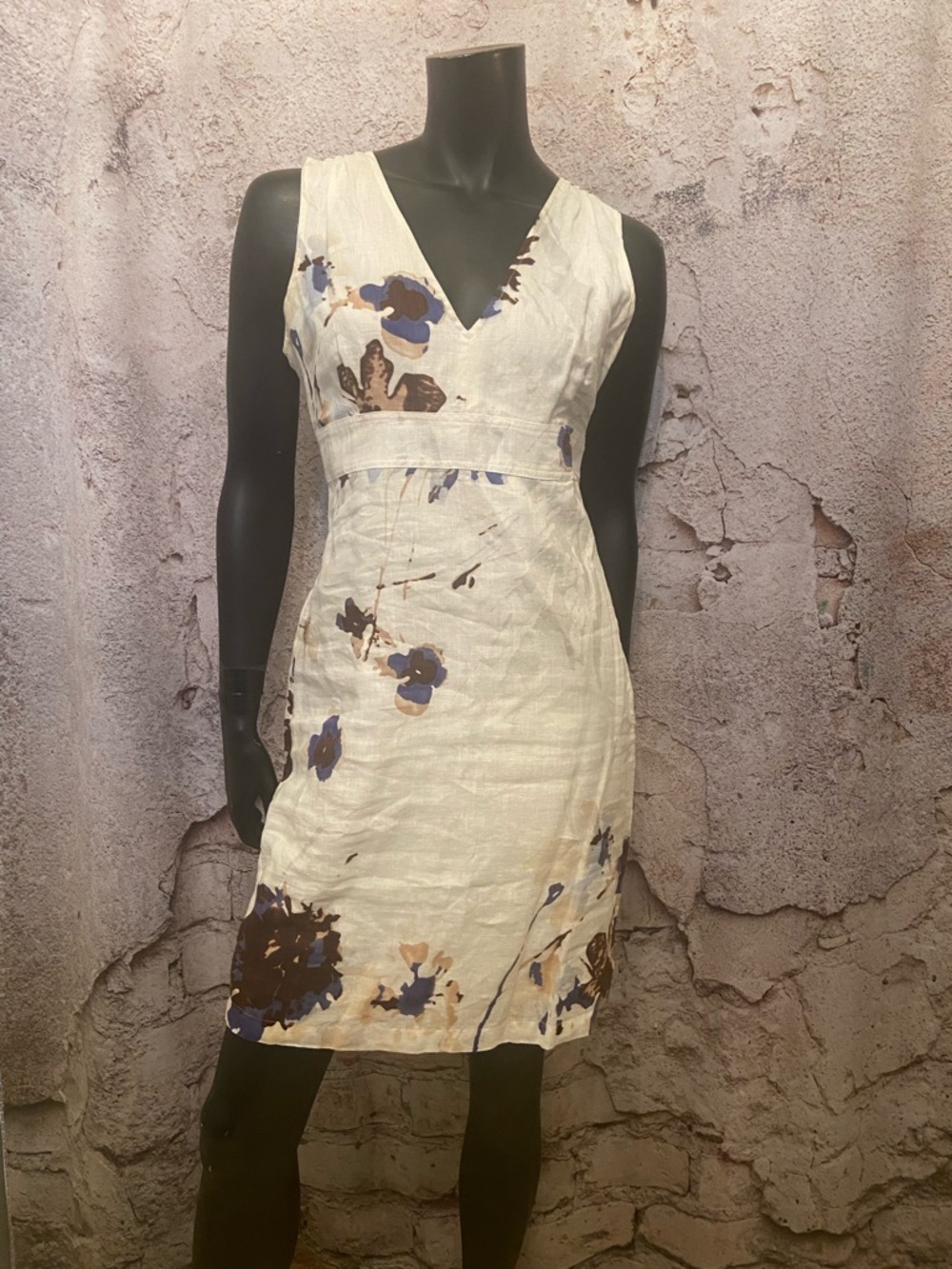 D Studio White Linen Lined Shift Dress